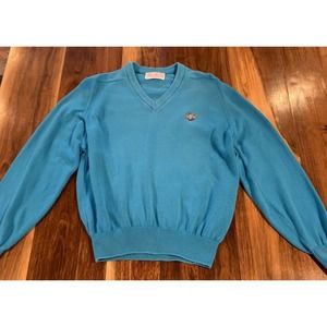 Vintage Lady Pickering Sweater V-Neck Turquoise Blue Size L